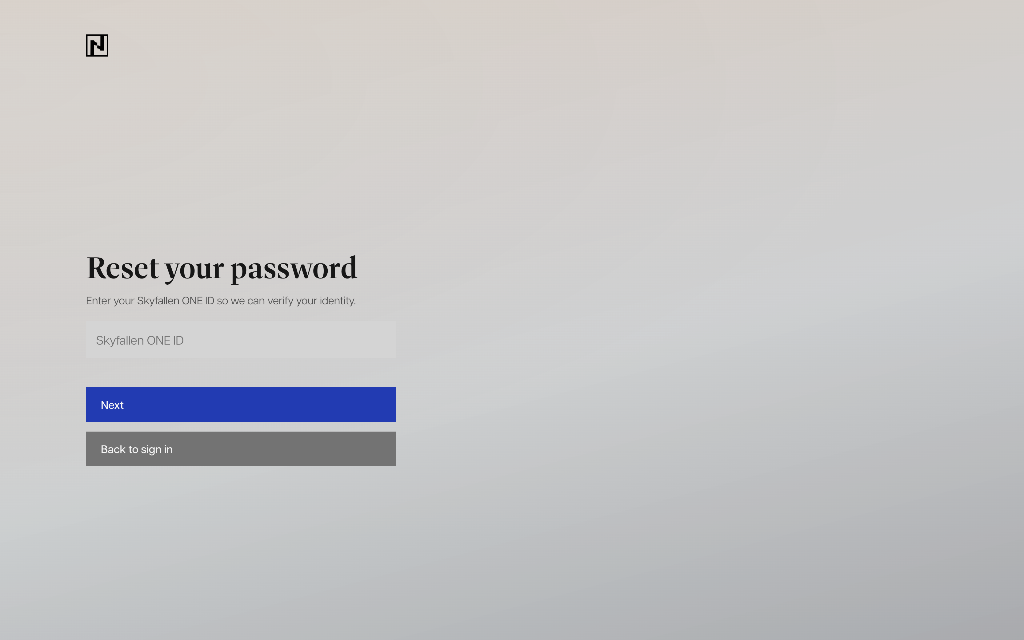 Reset flow — enter your ONE ID