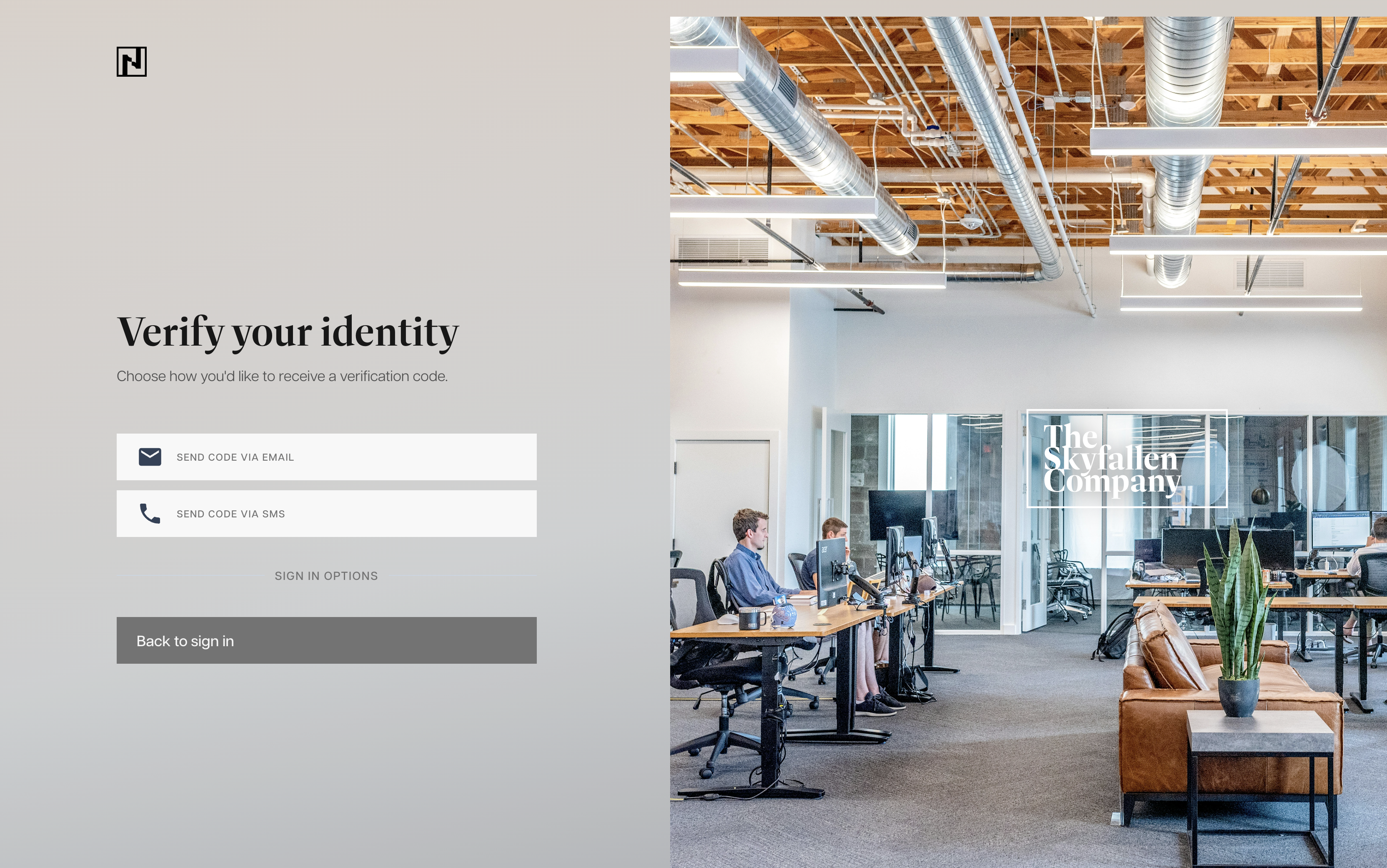 Reset flow — choose email or SMS