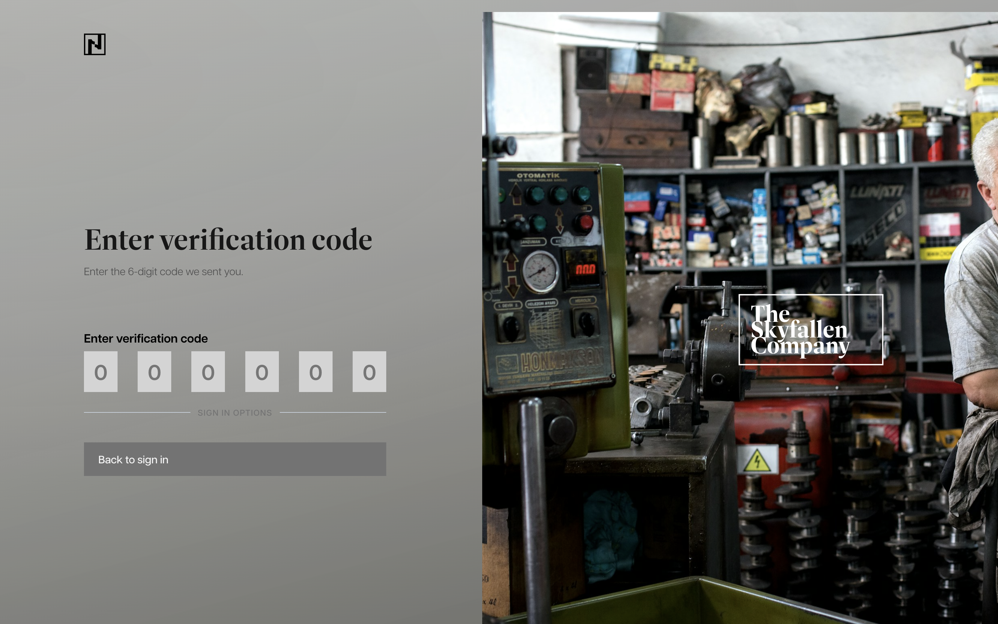 Reset flow — enter the verification code