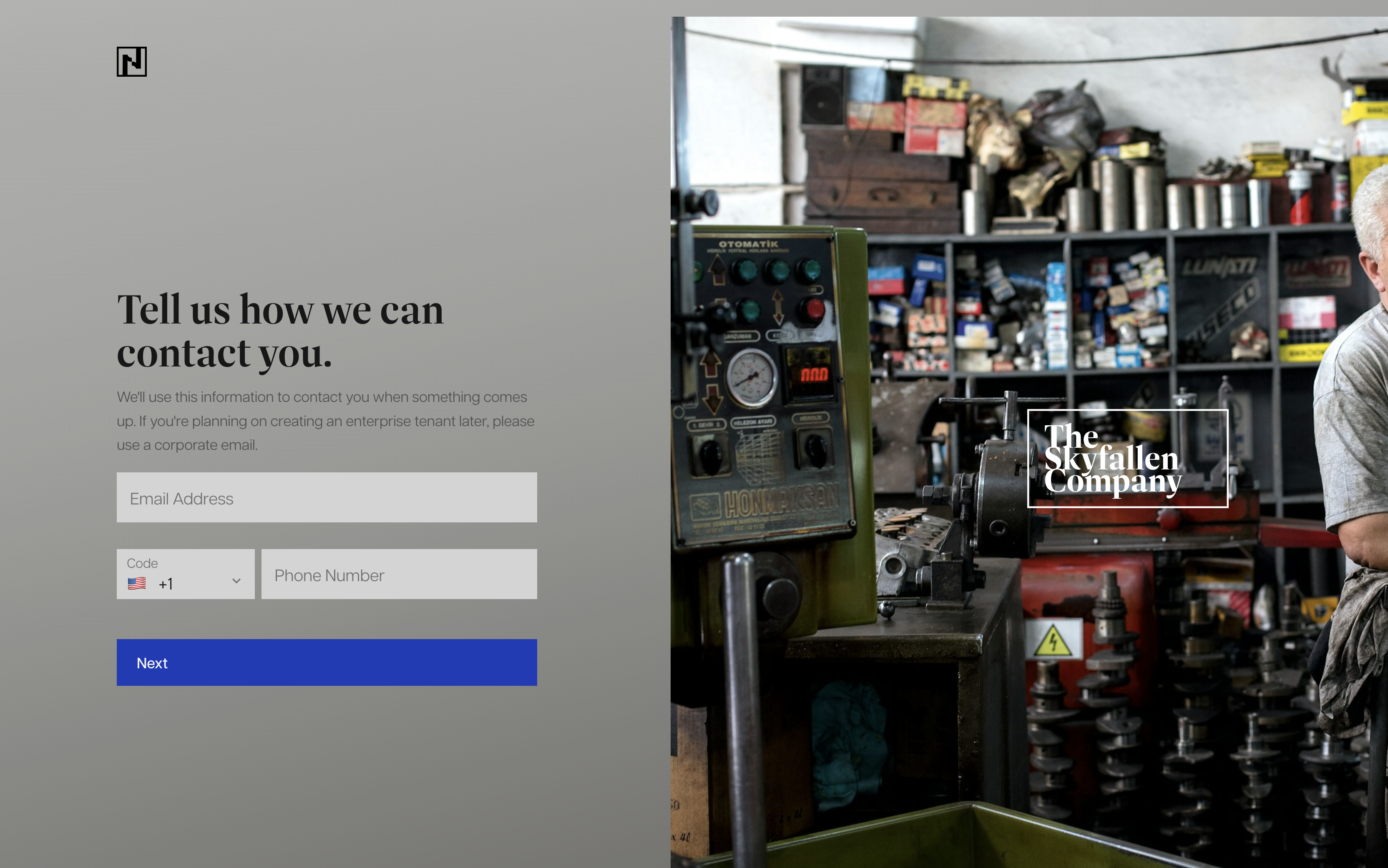 Contact details on the sign-up flow