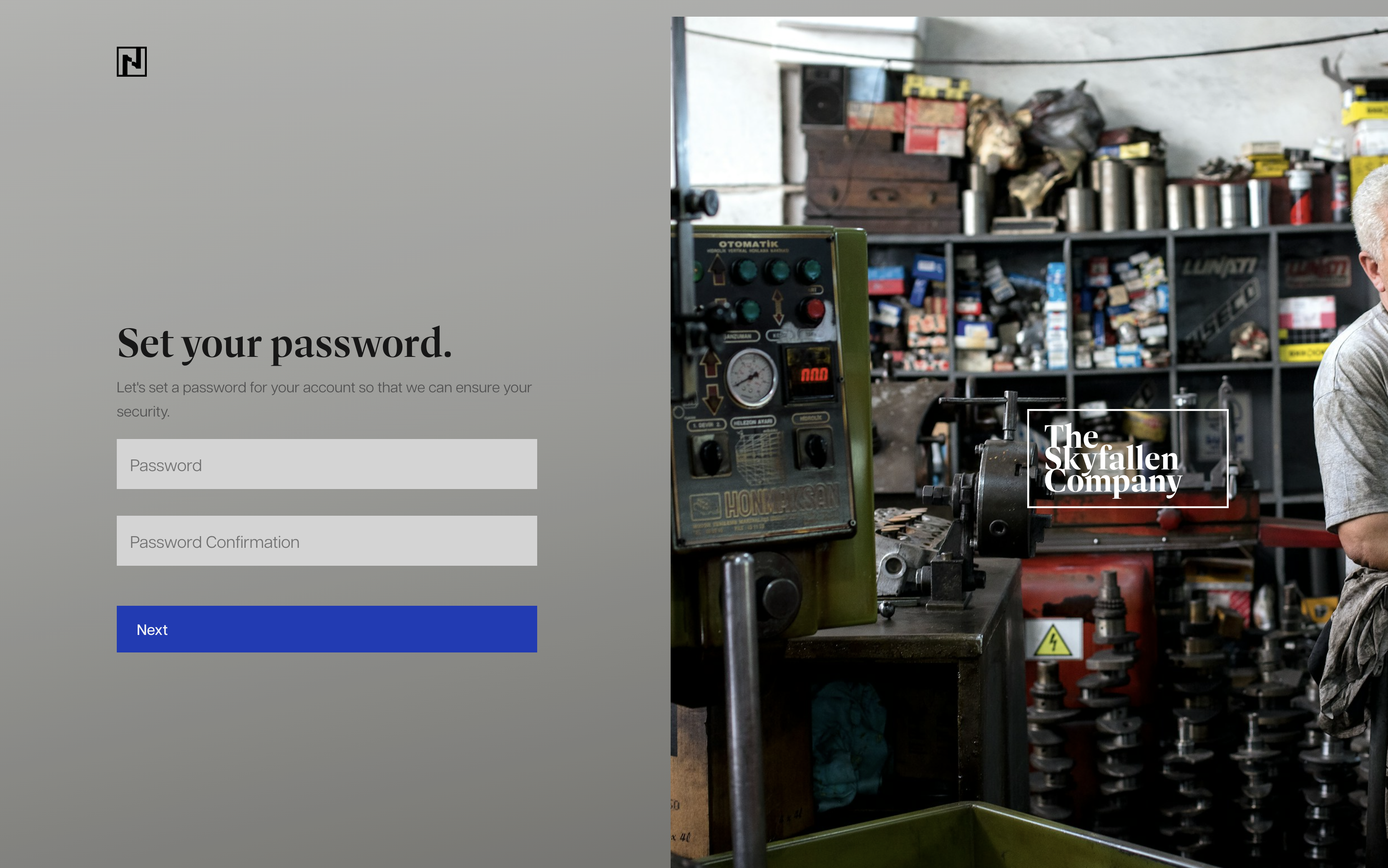 Password step on the sign-up flow